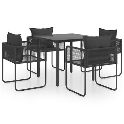 vidaXL 5 Piece Garden Dining Set PVC Rattan Black