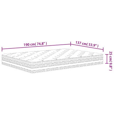 vidaXL Pocket Spring Mattress Medium 137x190 cm