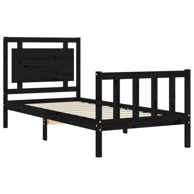 vidaXL Bed Frame without Mattress Black 90x190 cm Single Solid Wood Pine