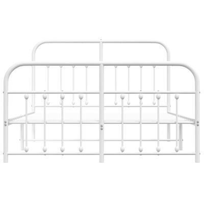 vidaXL Metal Bed Frame without Mattress with Footboard White 150x200 cm King Size