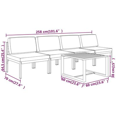 vidaXL 5 Piece Garden Lounge Set with Cushions Aluminium Anthracite