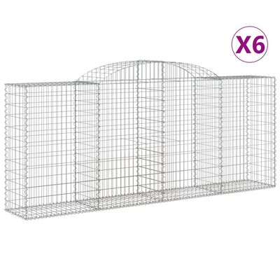 vidaXL Arched Gabion Baskets 6 pcs 300x50x120/140 cm Galvanised Iron