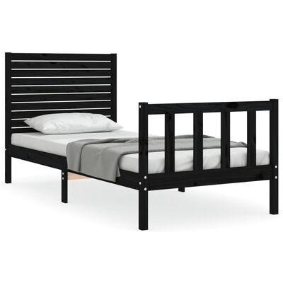 vidaXL Bed Frame without Mattress Black Single Solid Wood Pine