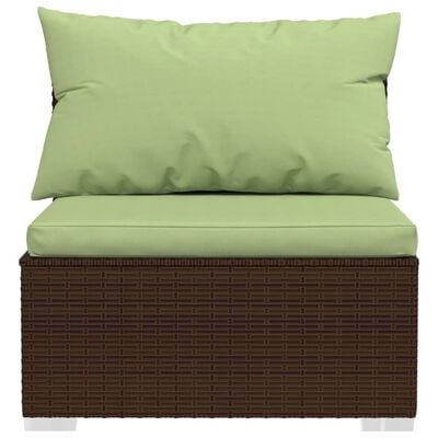 vidaXL 9 Piece Garden Lounge Set with Cushions Poly Rattan Brown