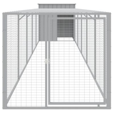 vidaXL Chicken Cage with Run Light Grey 110x609x110 cm Galvanised Steel