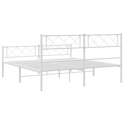 vidaXL Metal Bed Frame without Mattress with Footboard White 150x200 cm King Size