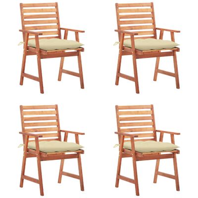 vidaXL Outdoor Dining Chairs 4 pcs with Cushions Solid Acacia Wood