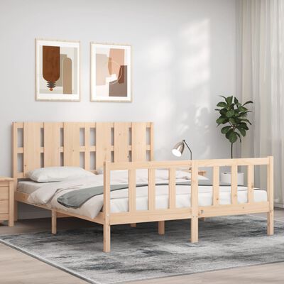 vidaXL Bed Frame without Mattress King Size Solid Wood Pine