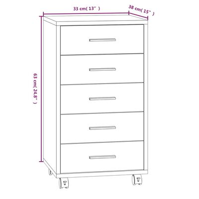 vidaXL Drawer Cabinet with Castors High Gloss White Engineered Wood