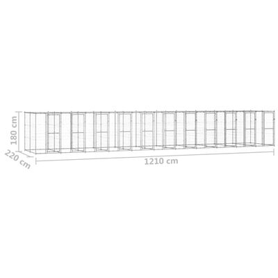 vidaXL Outdoor Dog Kennel Galvanised Steel with Roof 26.62 m²