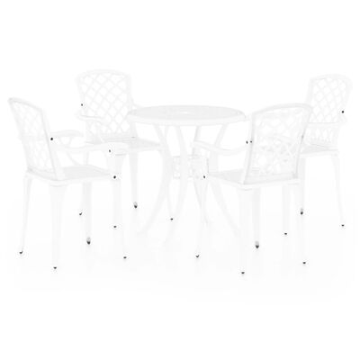 vidaXL 5 Piece Bistro Set Cast Aluminium White