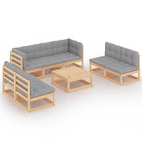 vidaXL 8 Piece Garden Lounge Set with Cushions Solid Pinewood