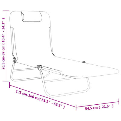 vidaXL Folding Sun Loungers 2 pcs Red Textilene and Steel