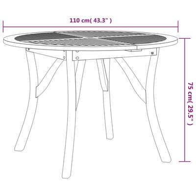 vidaXL Garden Table Ø 110 cm Solid Wood Acacia