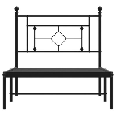 vidaXL Metal Bed Frame without Mattress with Headboard Black 90x190 cm Single