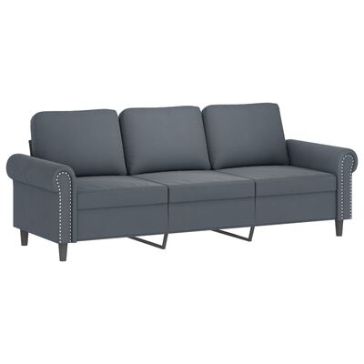 vidaXL 3 Piece Sofa Set with Cushions Dark Grey Velvet