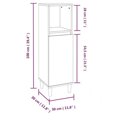 vidaXL Bathroom Cabinet Concrete Grey 30x30x100 cm Engineered Wood