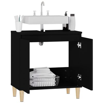 vidaXL Sink Cabinet Black 58x33x60 cm Engineered Wood