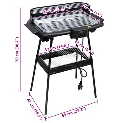 Rectangular Barbecue Electric BBQ Stand Grill Garden