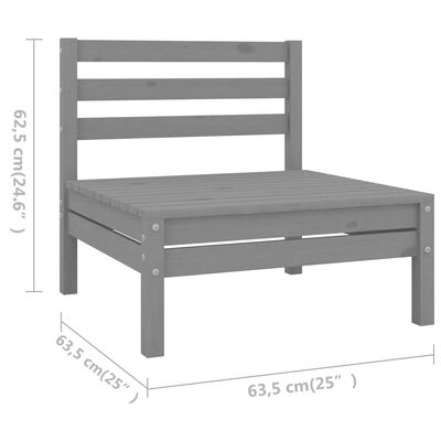 vidaXL 9 Piece Garden Lounge Set Solid Wood Pine Grey