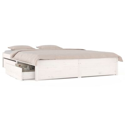 vidaXL Bed Frame without Mattress with Drawers White King Size