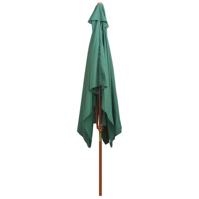 vidaXL Garden Parasol 200x300 cm Wooden Pole Green