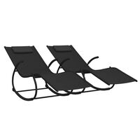 vidaXL Rocking Sun Loungers 2 pcs Black Steel and Textilene