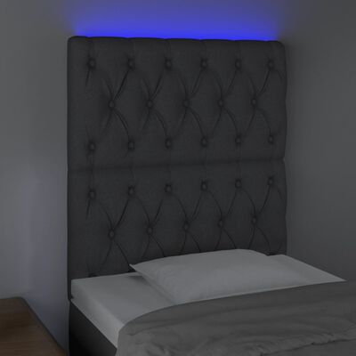 vidaXL LED Headboard Dark Grey 80 cm Fabric