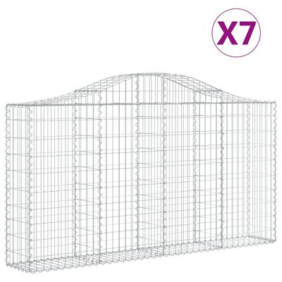 vidaXL Arched Gabion Baskets 7 pcs 200x30x100/120 cm Galvanised Iron