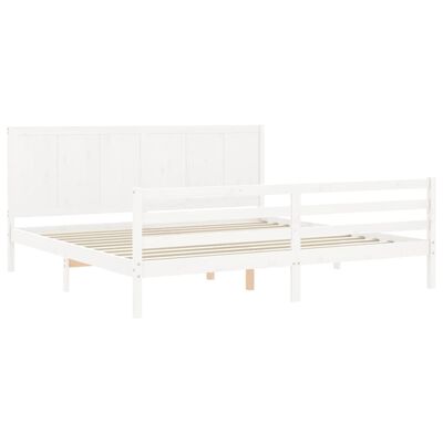 vidaXL Bed Frame without Mattress White Super King Size Solid Wood