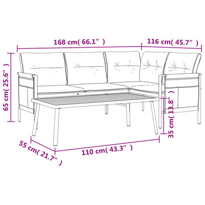 vidaXL 2 Piece Garden Lounge Set Anthracite Steel