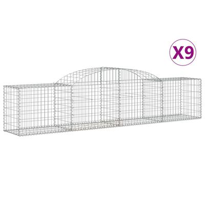 vidaXL Arched Gabion Baskets 9 pcs 300x50x60/80 cm Galvanised Iron