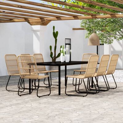 vidaXL 9 Piece Garden Dining Set Oak