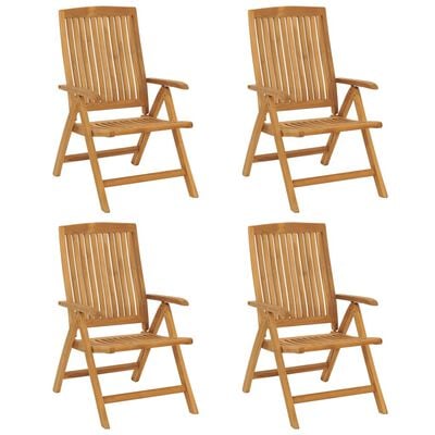 vidaXL Reclining Garden Chairs with Cushions 4 pcs Solid Wood Teak