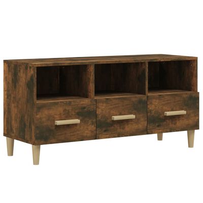 vidaXL TV Cabinet Smoked Oak 102x36x50 cm Engineered Wood