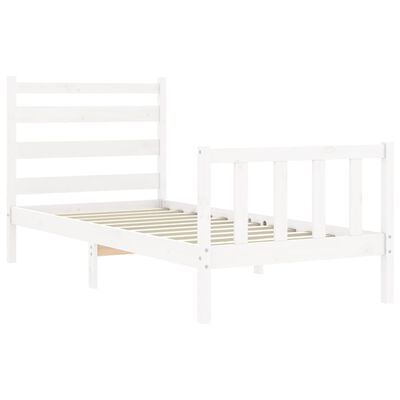 vidaXL Bed Frame without Mattress White 90x190 cm Single Solid Wood Pine