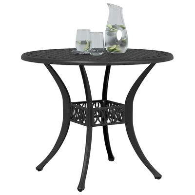 vidaXL Garden Table Black Ø90x75 cm Cast Aluminium