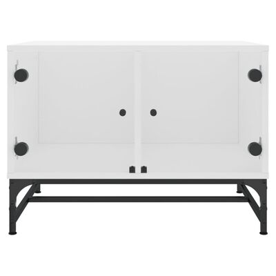 vidaXL Coffee Table with Glass Doors White 68.5x50x50 cm