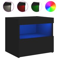 vidaXL Bedside Cabinet with LED Lights Black 50x40x45 cm