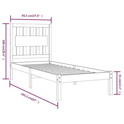 vidaXL Bed Frame without Mattress Solid Wood Single