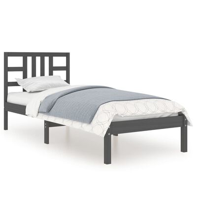 vidaXL Bed Frame Black Solid Wood 90x190 cm Single