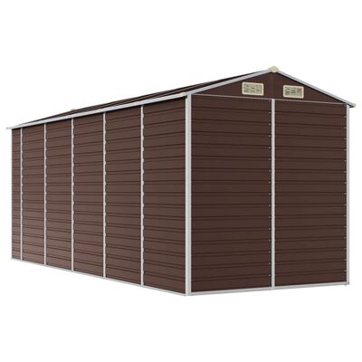 vidaXL Garden Shed Brown 191x470x198 cm Galvanised Steel