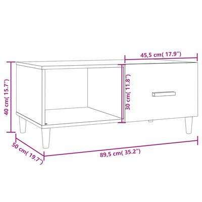 vidaXL Coffee Table White 89,5x50x40 cm Engineered Wood