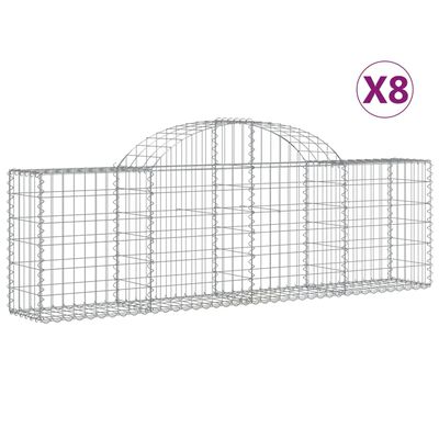 vidaXL Arched Gabion Baskets 8 pcs 200x30x60/80 cm Galvanised Iron