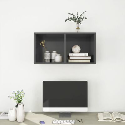 vidaXL Wall-mounted TV Cabinet Grey 37x37x72 cm Engineered Wood