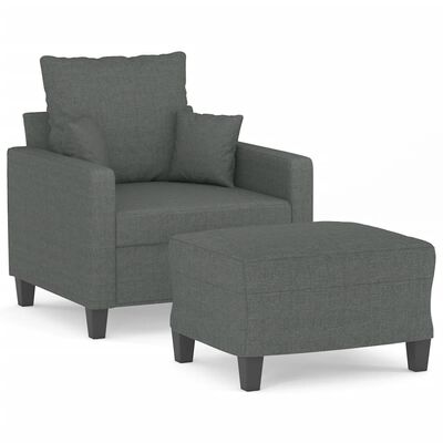 vidaXL Sofa Chair with Footstool Dark Grey 60 cm Fabric