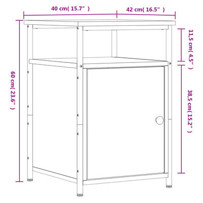 vidaXL Bedside Cabinets 2 pcs Smoked Oak 40x42x60 cm Engineered Wood