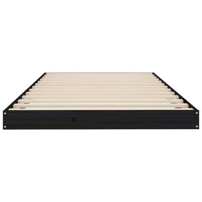 vidaXL Bed Frame without Mattress Black 90x190 cm Single Solid Wood Pine