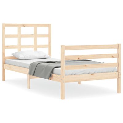 vidaXL Bed Frame with Headboard Single Solid Wood