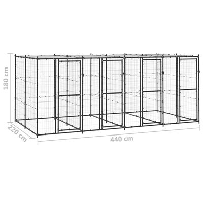 vidaXL Outdoor Dog Kennel Steel with Roof 9.68 m²